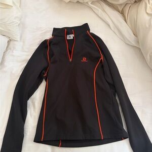 Salomon Black and Orange Zip Pullover